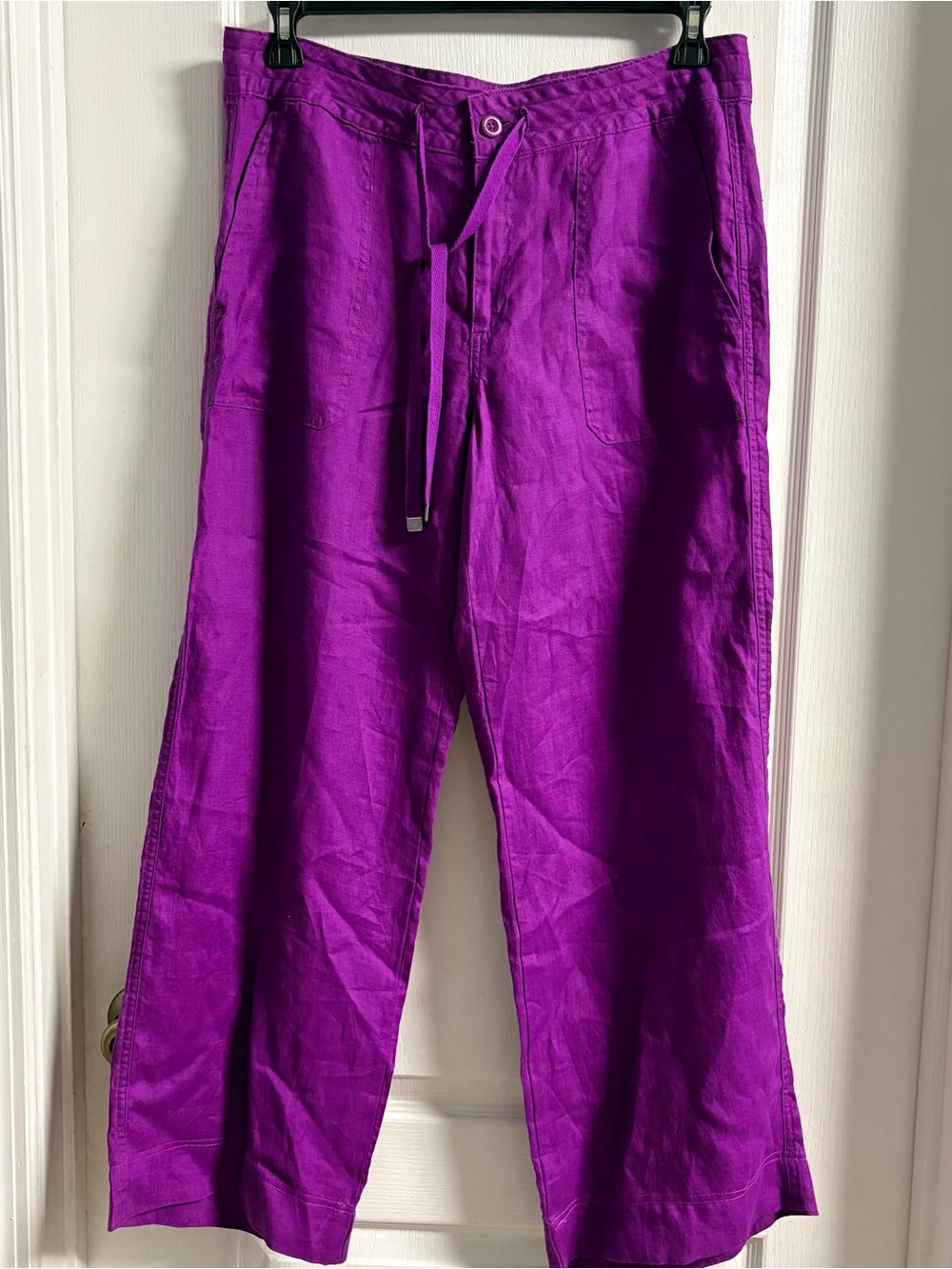 Ralph Lauren Black Label Purple Drawstring Linen Wide Leg Pants